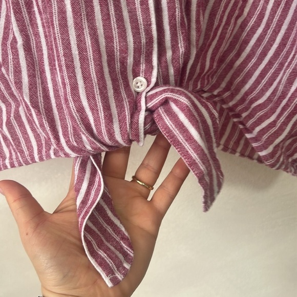 Rails Marley Lucia Stripe Tie Front Button collared Top size L - Picture 4 of 7